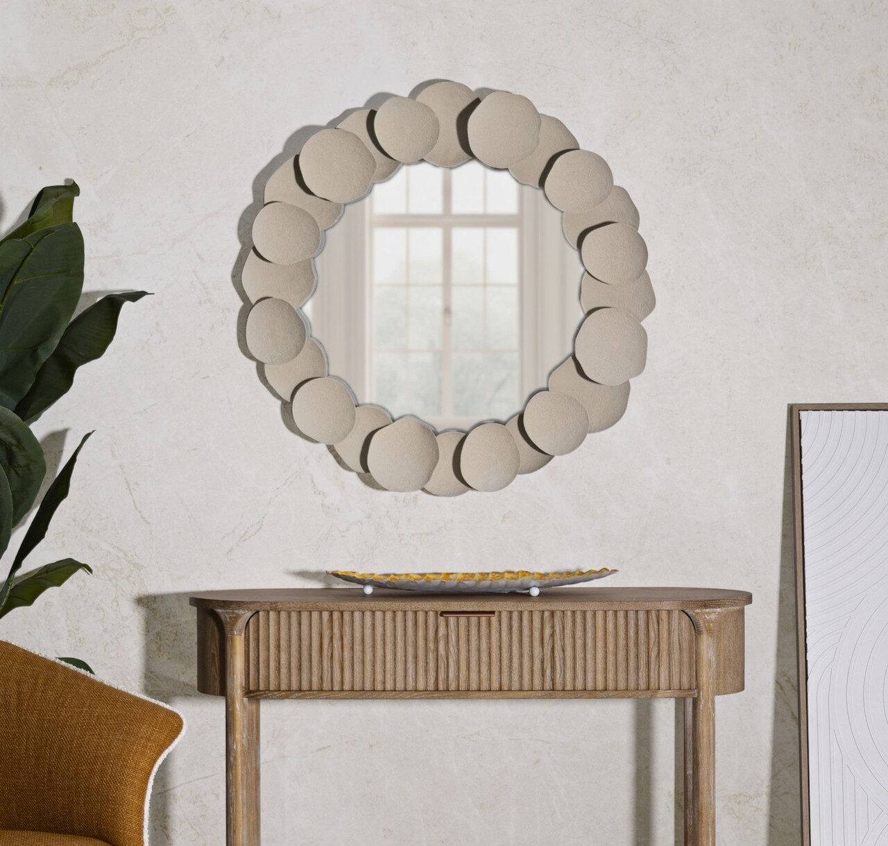 Oglinda de perete Dune, Mauro Ferretti, 85 cm, fier/MDF, crem - 2 | YEO
