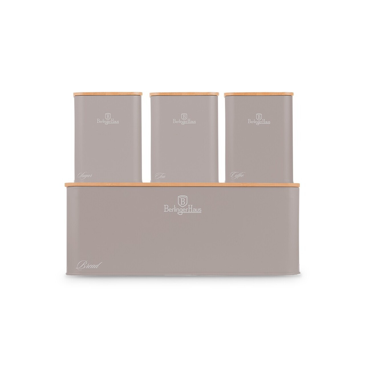 Set cutie pentru paine si 3 recipiente Berlinger Haus, Taupe, 33x18x12 cm, otel carbon, taupe mat/natur - view 2