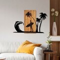Decoratiune de perete, Surfer Life, Dimensiuni: 57 x 84 cm, Nuc / Negru