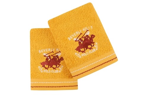 Set 2 prosoape de maini 401, beverly hills polo club, 50x90 cm, bumbac, mustar inchis