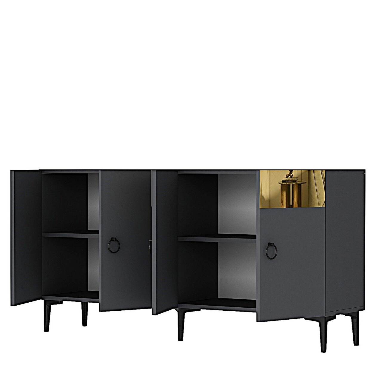 Consola, Hanah Home, Gama 150, 150x75x32 cm, PAL , Antracit / Aur - view 5