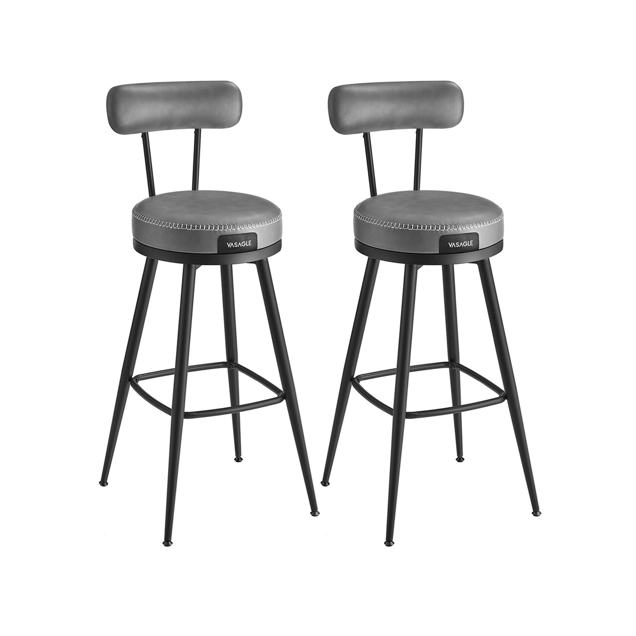 Set 2 scaune de bar, Vasagle, Ekho, 57x101 cm, otel/piele ecologica, maro camel