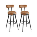 Set 2 scaune de bar, Vasagle, Ekho, 57x101 cm, otel/piele ecologica, maro camel