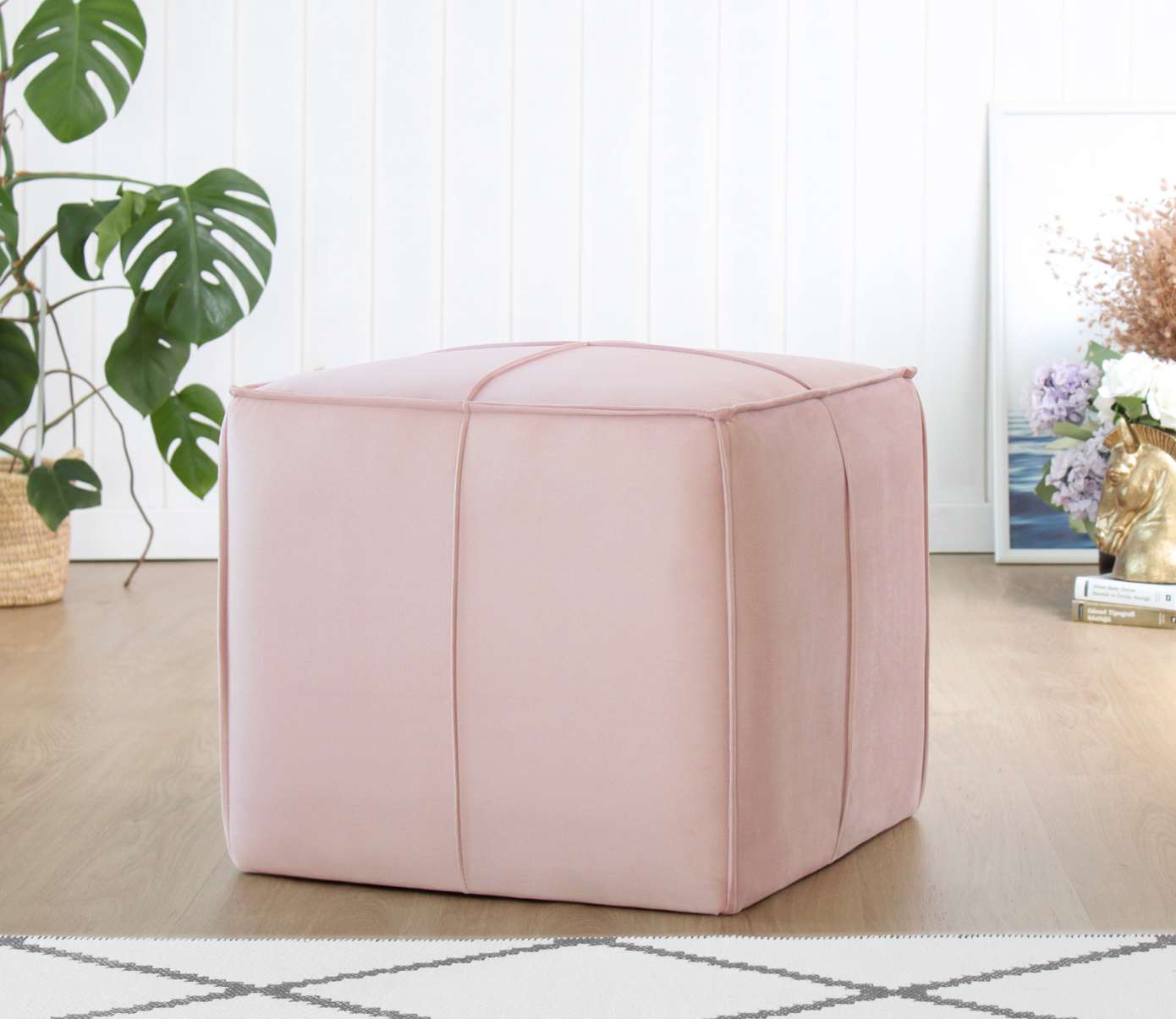 Taburet, Atelier del Sofa, 209FLF1453, Bumbac, Roz pudra