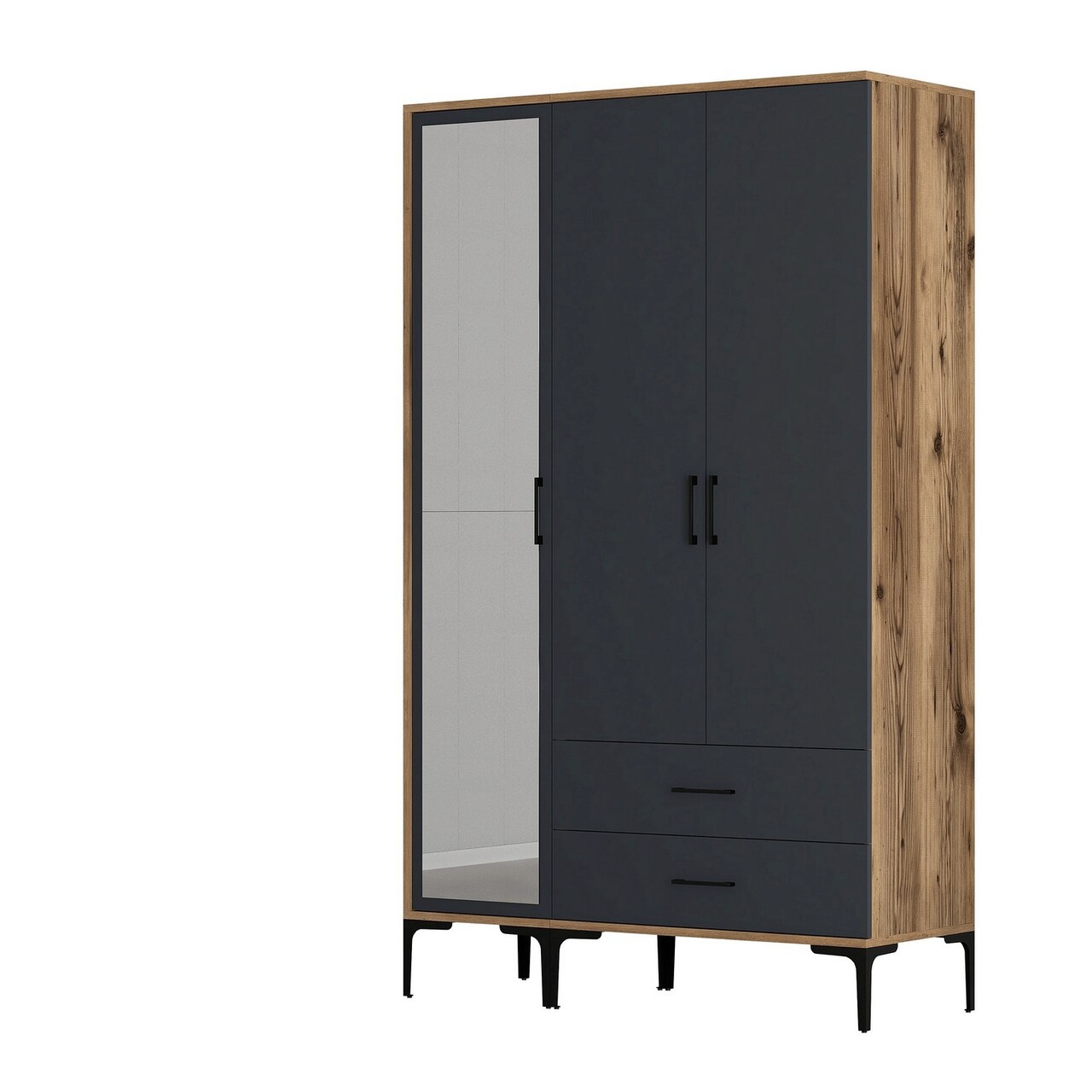 Dulap pentru haine, Hommy Craft, Kumsal RT, 120x47.5x201.4 cm, PAL, Nuc / Antracit