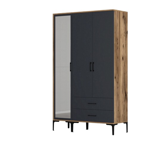 Dulap pentru haine, Hommy Craft, Kumsal RT, 120x47.5x201.4 cm, PAL, Nuc / Antracit