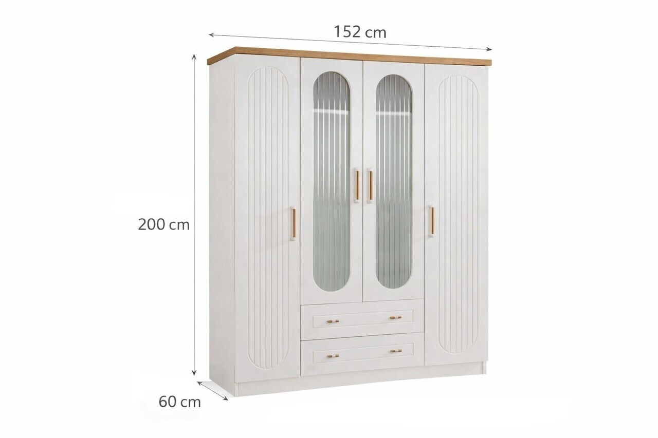 Dulap pentru haine, Hanah Home, Vita Bohem, 152x200x60 cm, PAL, Alb - view 5