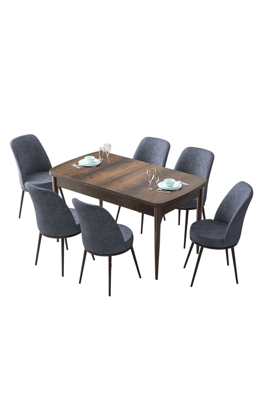 Set masa extensibila si scaune, Hanah Home, Zen, Baroc / Fumuriu - view 2