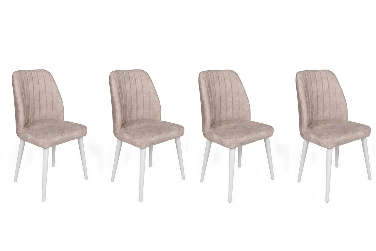 Set de scaune, Nmobb, Alfa-495 V4, Metal , Crem / Alb /