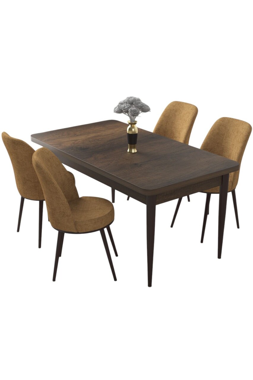 Set masă și scaune (5 bucăți), Hanah Home, Nil, Baroc / Cappuccino - view 2