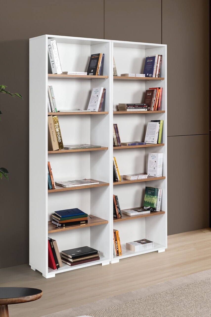 Corp biblioteca, Hanah Home, Evm 8221, 120x187x30 cm, PAL, Alb/Maro — imaginea 3
