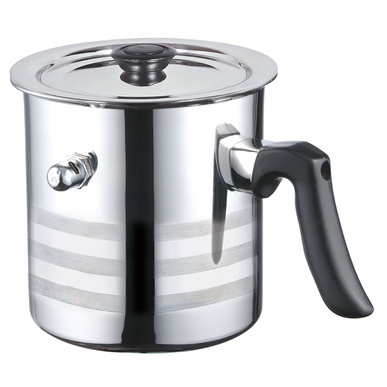 Oala pentru fiert lapte cu capac si avertizare sonoră, Blaumann, 2.5 l, inox, argintiu