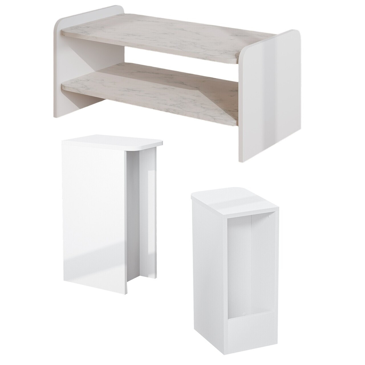 Set masute de cafea, Hanah Home, Amon, PAL melaminat, Alb / Marmura — imaginea 6