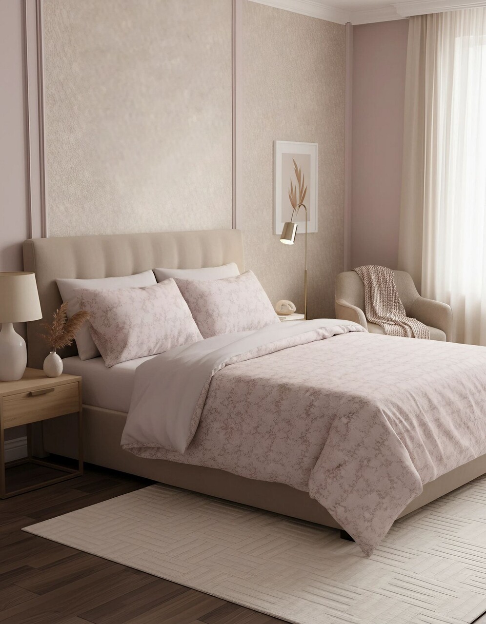 Lenjerie de pat dubla (DE) L'essentiel Maison Dalya Kombin Roz pudra