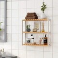 Raft de depozitare multifunctional Songmics, 60x15x55 cm, bambus, alb/natural
