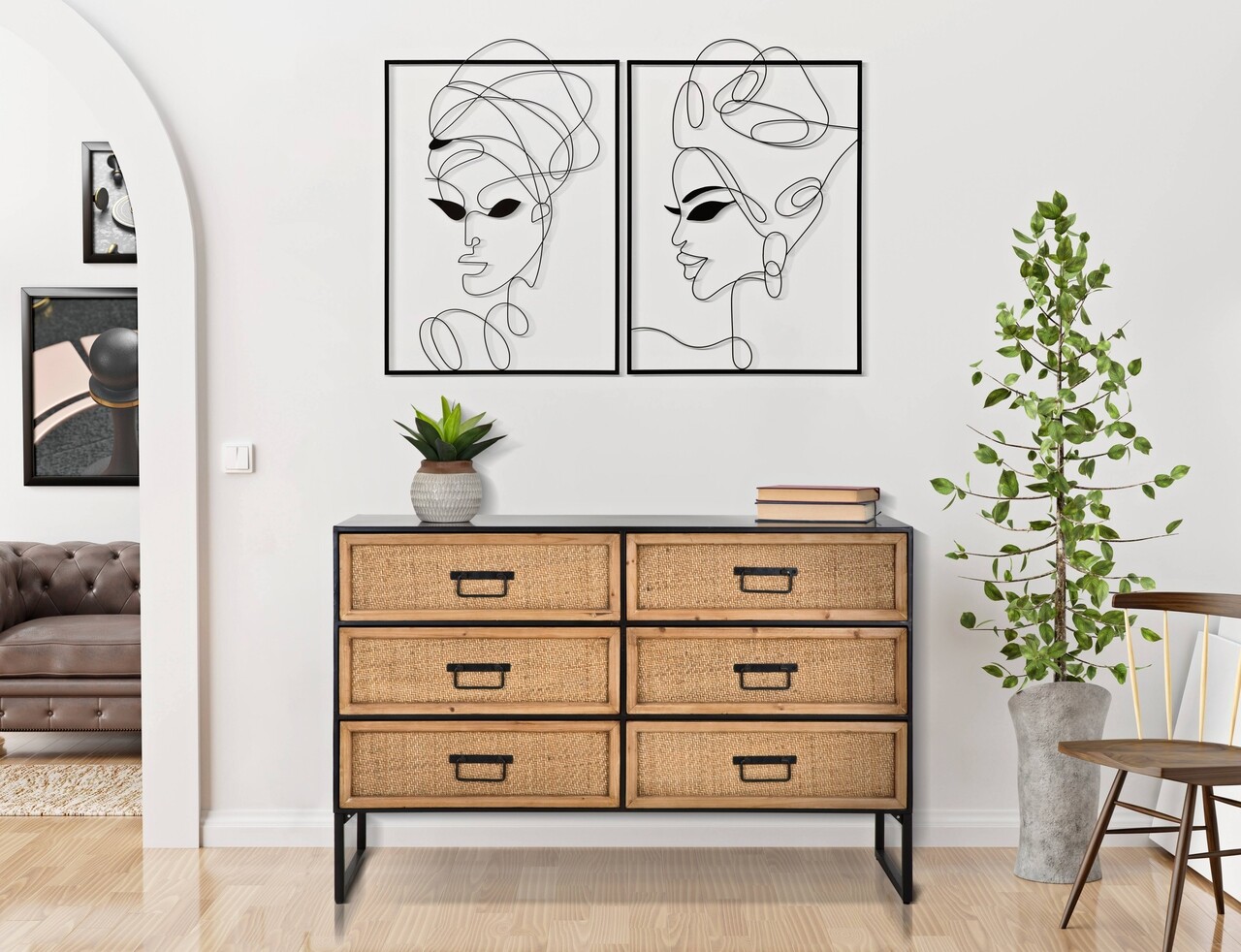 Set 2 tablouri 3D Tribal Woman Simply, Mauro Ferretti, 70x100 cm, fier, negru - 1 | YEO