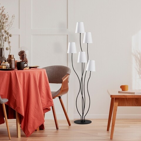 Lampadar, bonibon - 13234, fulgor, 44 x 44 x 160 cm, 5 x e14, 40w, negru/alb