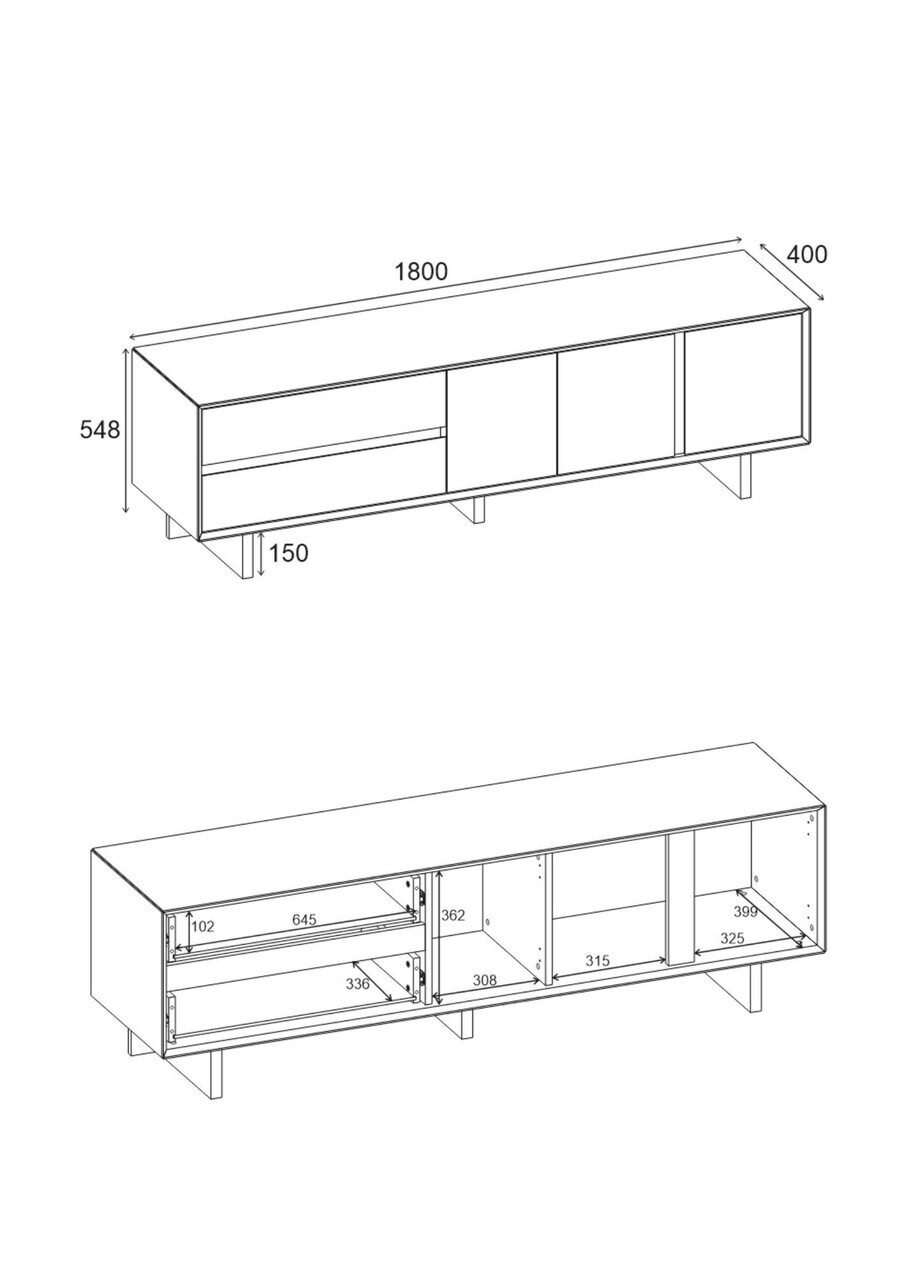 Comoda TV, Hanah Home, Carpi, 180x55x45 cm, PAL, Maro — imaginea 6