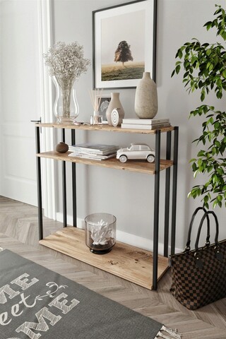 Consola, Gauge Concept, Atlantic, 90 x 30 x 90 cm, mdf/pvc, natur/negru Comode