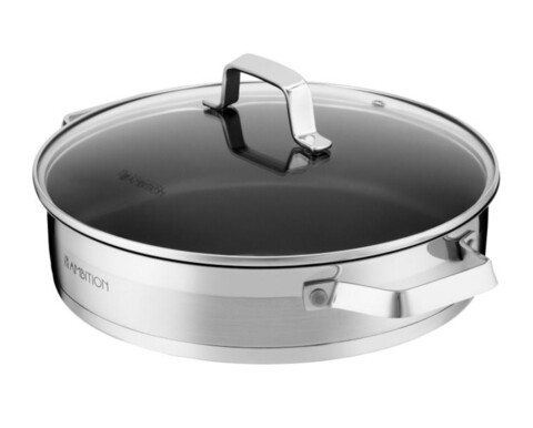 Tigaie adanca cu capac kitchen pro, ambition, 28 cm, inox, invelis ilag