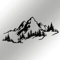 Decoratiune de perete, Mountain 3, metal, 67 x 30 cm, negru