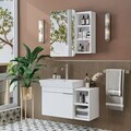 Set Dulap de Baie cu Chiuvetă și Oglindă (2 Piese), Hanah Home, 2918, MDF, Alb