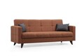 Canapea extensibila cu 3 locuri, Misty, 730MST1207, Cadru: METAL/LEMN, Caramiziu