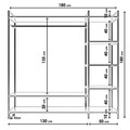 Dulap pentru haine, Lacivert, Trend Gardırop Sağ raflı L615, 180x180x40 cm, Alb
