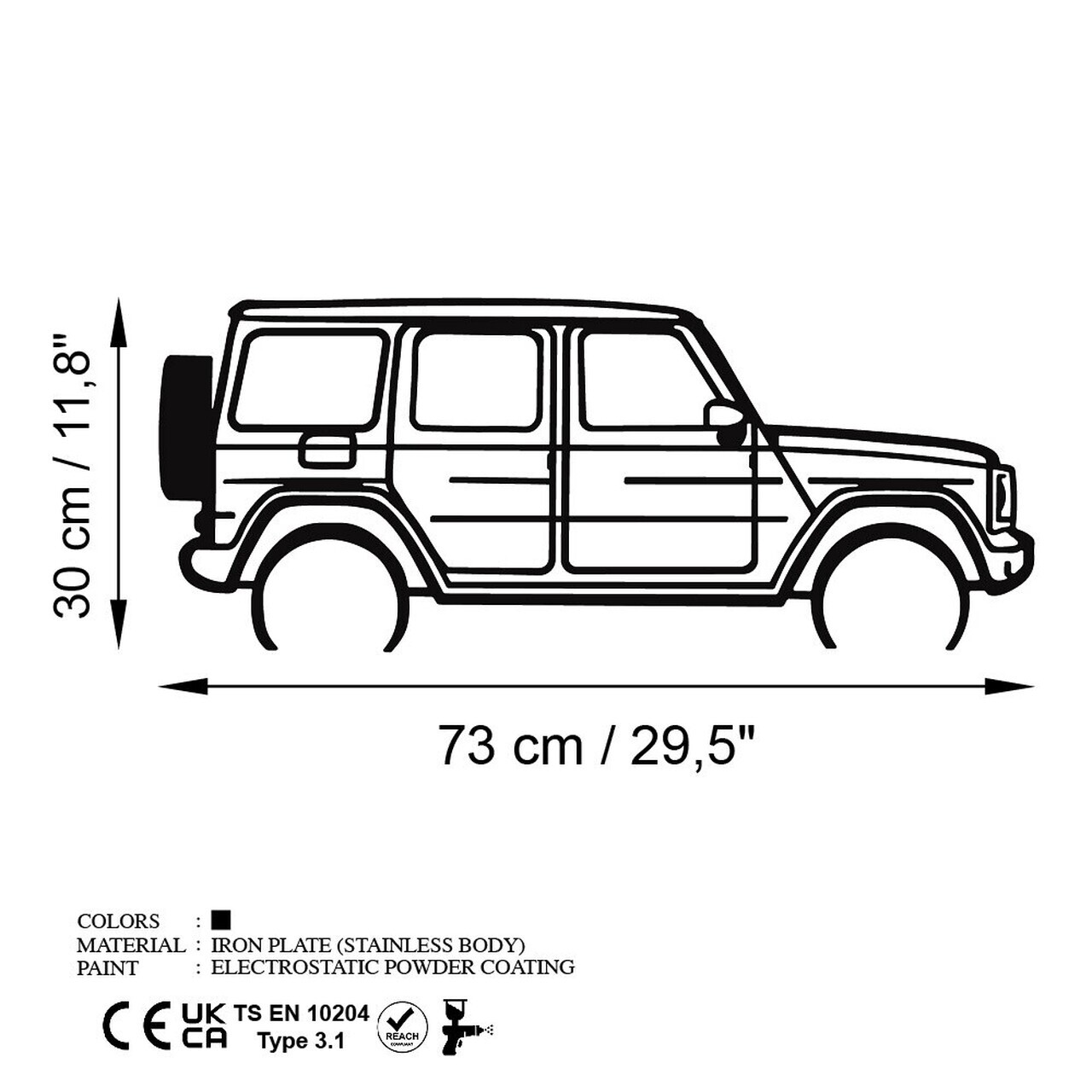 Decoratiune de perete, Mercedes G-Class, Dimensiuni: 73 x 30 cm , Negru — imaginea 6