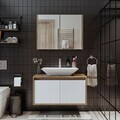 Set Dulap de Baie cu Chiuvetă și Oglindă (2 Piese), Hanah Home, 1760, MDF-LAM, Pin Atlantic / Alb Mat