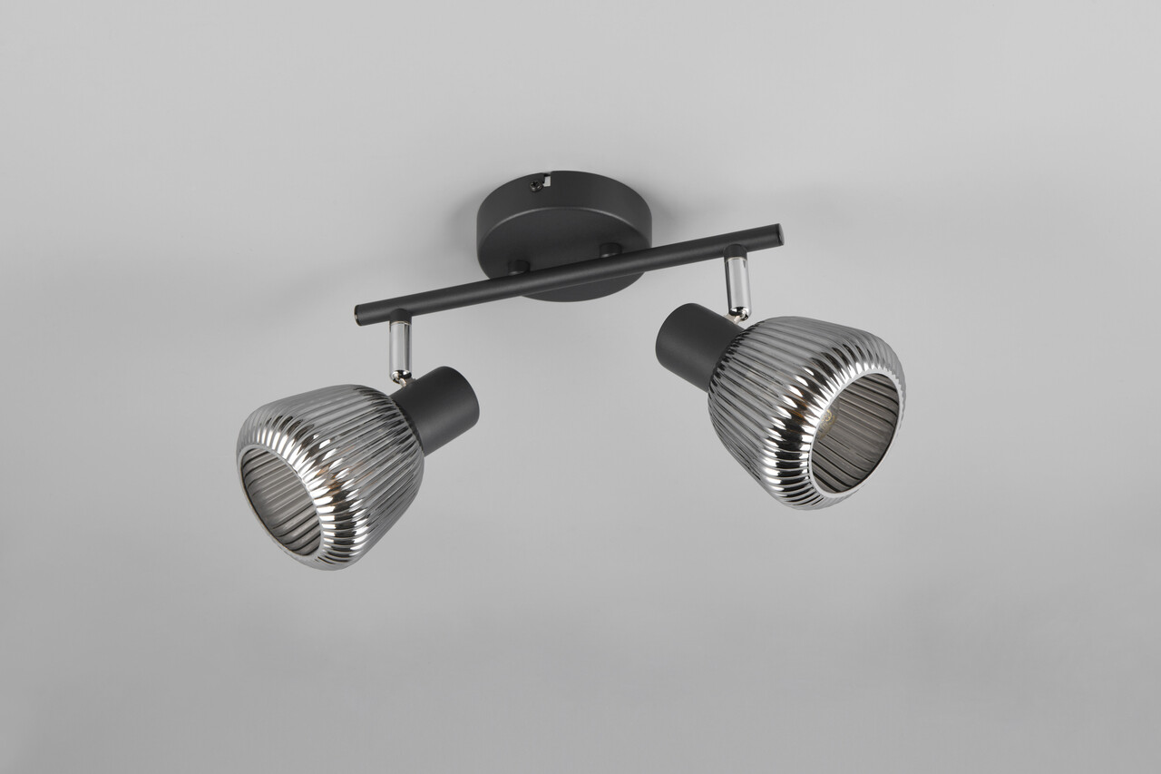 Plafoniera Tarifa, TRIO, 29.5x19 cm, 10W, 2x E14, metal, negru mat/argintiu