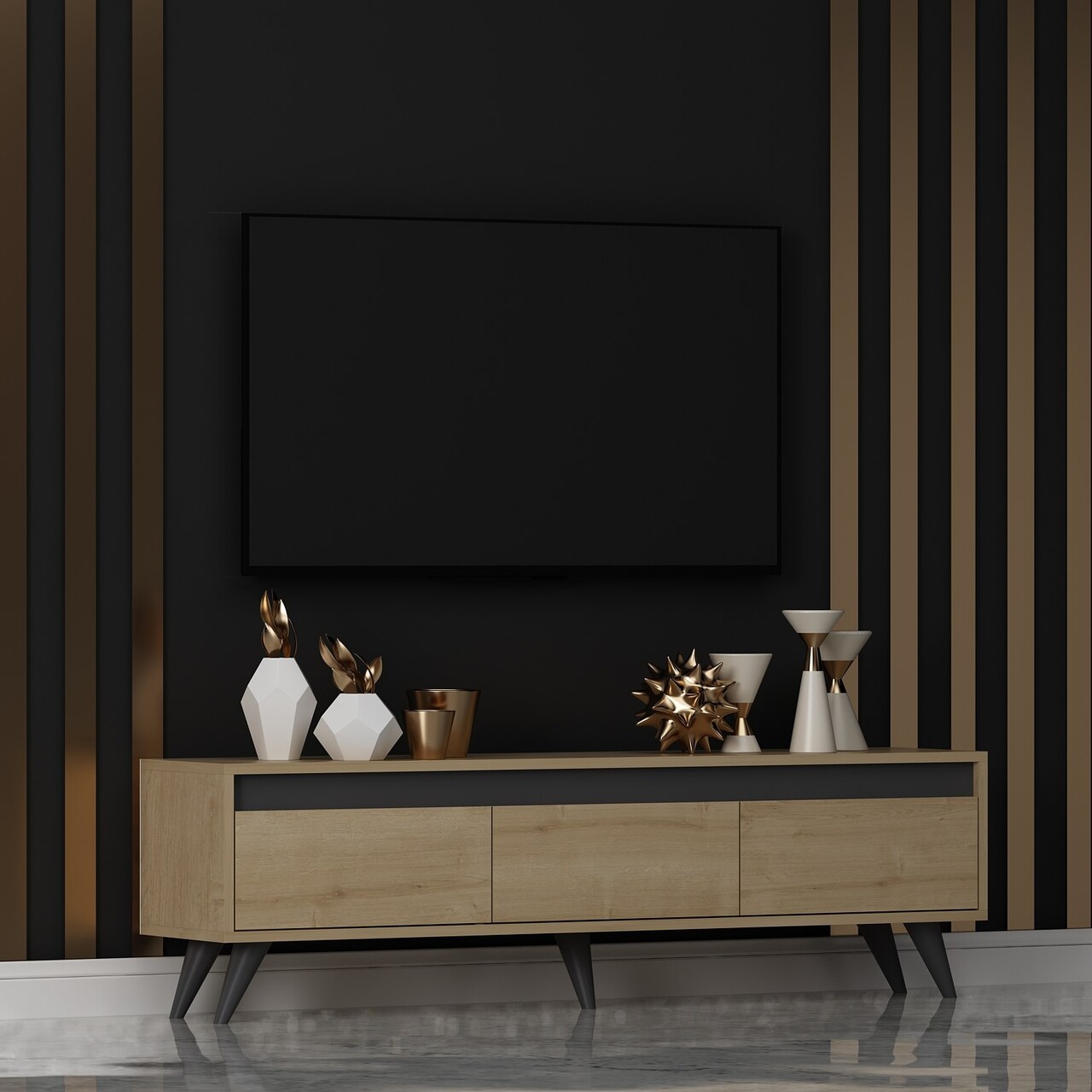 Comoda TV, Odessa, Century, 150x30x45 cm, PAL, Maro - 2 | YEO
