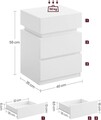 Noptiera 3 sertare si iluminare LED, Vasagle. 40x35x55 cm, MDF, alb