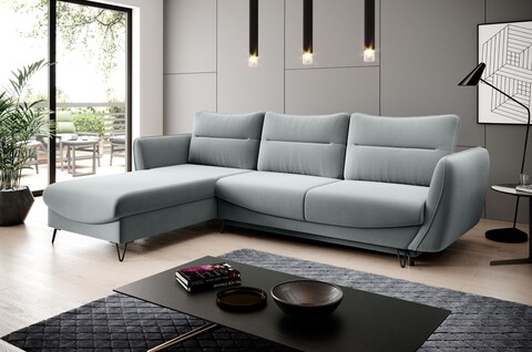 Coltar extensibil stanga 3 locuri ELTAP, LT-100SAV, Silva, 276x201x100 cm, lemn/poliester, gri deschis