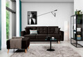 Canapea extensibila 3 locuri ELTAP, Ask12, Asgard, 233x92x93 cm, lemn/poliester, maro inchis