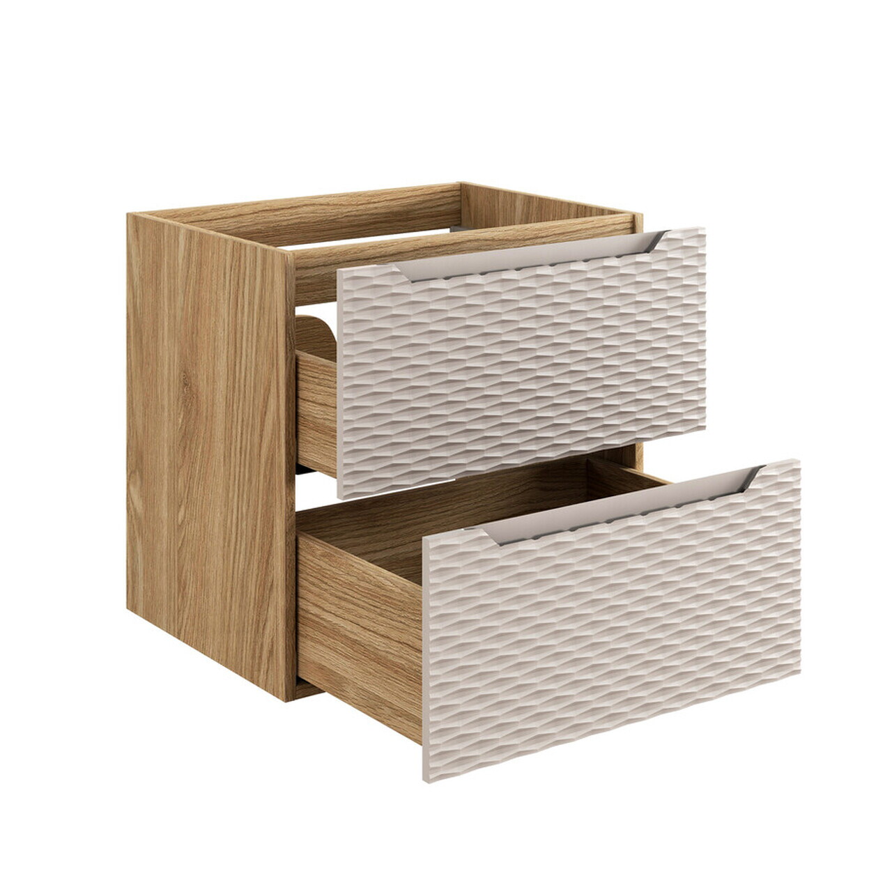 Set mobilier baie, dulap dublu si 2 lavoare, 120 cm S Un Cloud, Ocean Beige, Comad, MDF/PAL laminat, stejar — imaginea 8