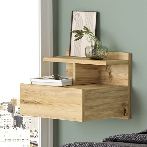 Noptiera LV28, Yardley, 40×35.6×32 cm, fixare pe perete, natural 40x35.6x32 imagine 2022