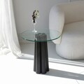 Masuta de cafea, Neostill, Thales, 50x50x50 cm, Sticla temperata, Transparent/Negru