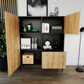Dulap multifunctional ELTAP, Lanzzi, 120x40x150 cm, MDF laminat, negru/stejar