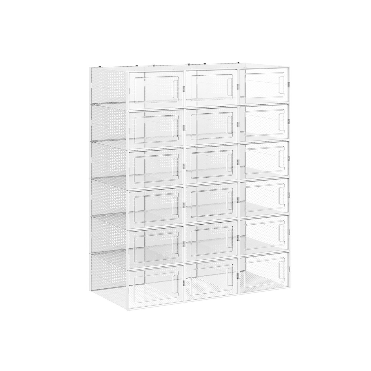 Set 18 cutii de pantofi, Songmics, 33.3x23x14 cm, polipropilena, transparent/alb - view 8