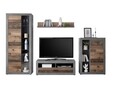 Mobilier pentru living, Fulda, 1 x polita, 1 x comoda, 2 x dulap, PAL, maro/antracit