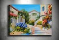 Tablou decorativ 3D Mediterranean Village, Tablo center, 50x70 cm, canvas, multicolor