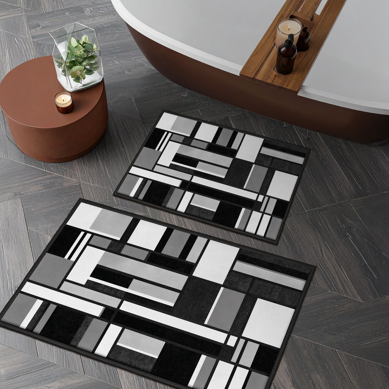 Set covorase de baie, L'essentiel Maison, Asr28, Negru - view 3