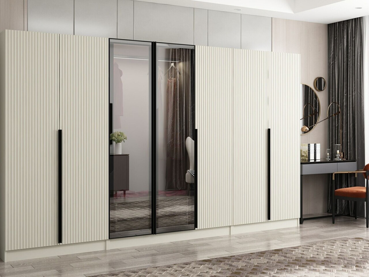 Dulap pentru haine, Hanah Home, Nisa, 315x210x52 cm, Gresie — imaginea 3