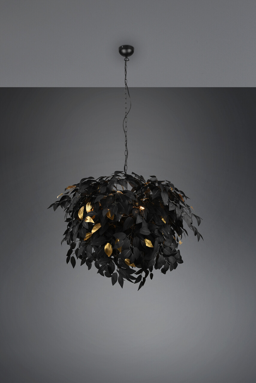Candelabru Leavy, RL, 70x150 cm, 28W, 4x E14, metal, negru mat/auriu