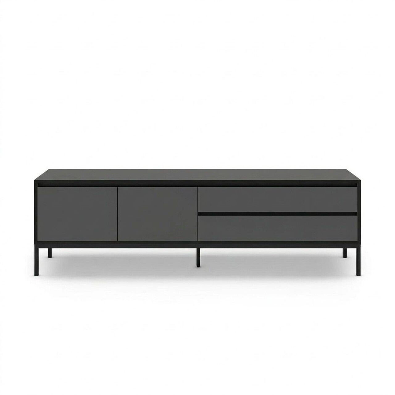 Comoda TV, Hanah Home, Lorenza, 180x55x40 cm, PAL, Antracit / Negru lemn / Negru — imaginea 3