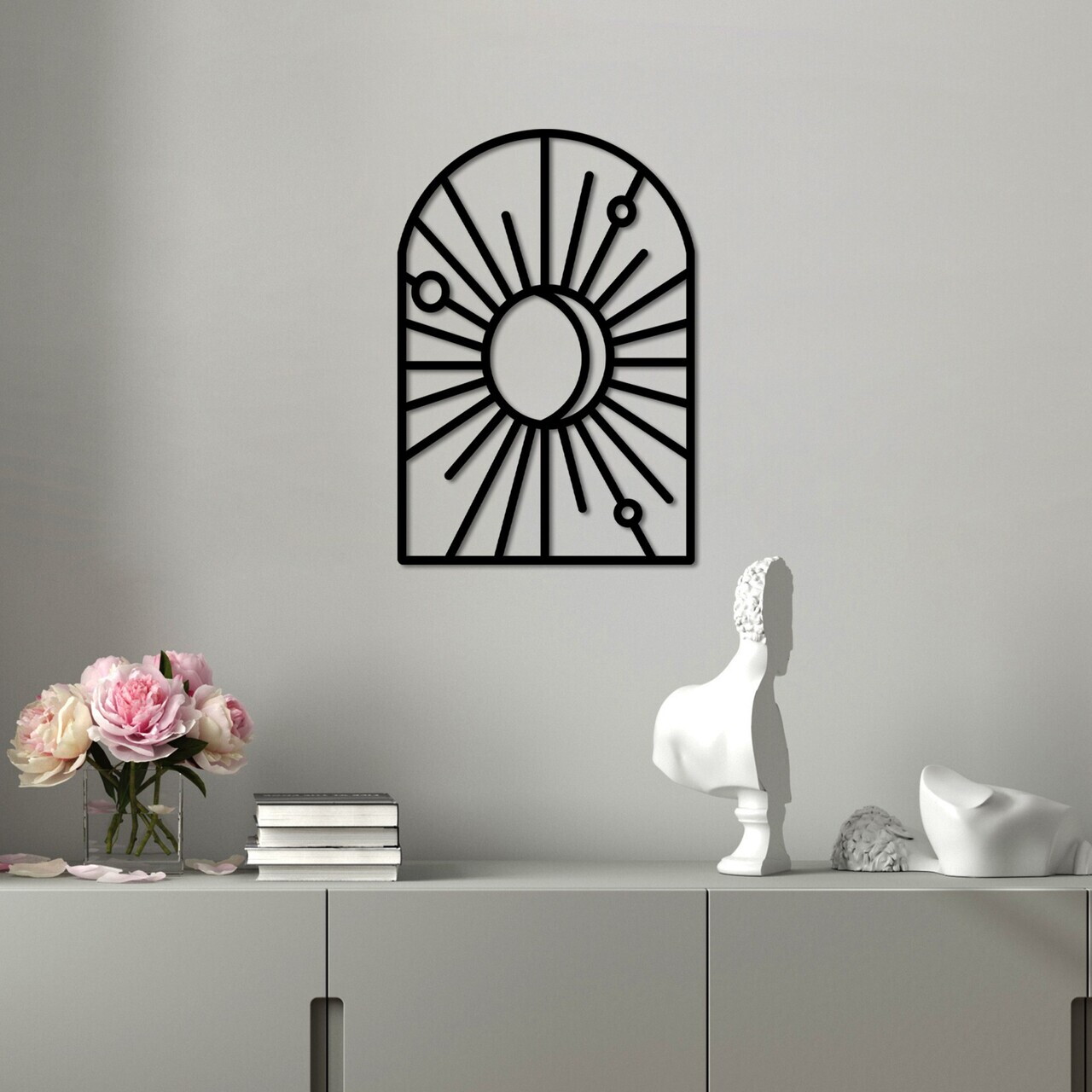 Decoratiune de perete, Window And Crescent, Dimensiune: 50 x 34 cm, Negru