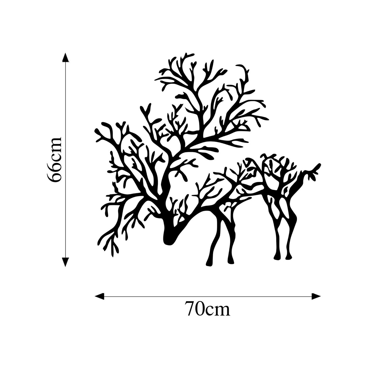 Decoratiune de perete, Deer 2, Metal, Dimensiune: 70 x 66 cm, Negru