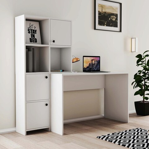 Birou, mezza, silence, 156.8x146.8x51.5 cm, alb