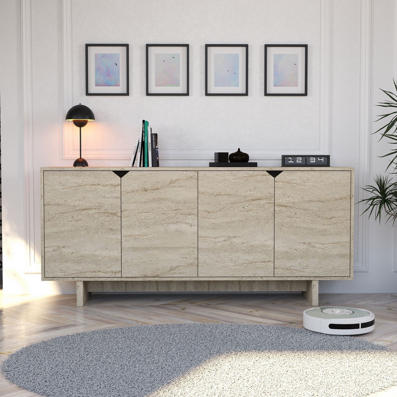 Consola, Hanah Home, Turan, 180x80.6x40 cm, Travertin - view 2